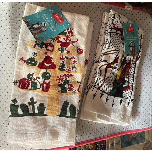 The Nightmare Before Christmas Jack Skellington 2 Kitchen Towels Bundle Set New - Picture 1 of 10